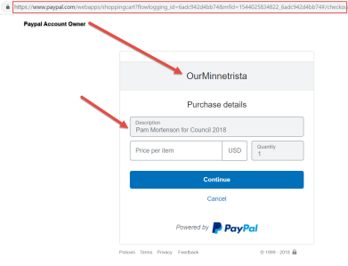 Paypal screenshot from OM site