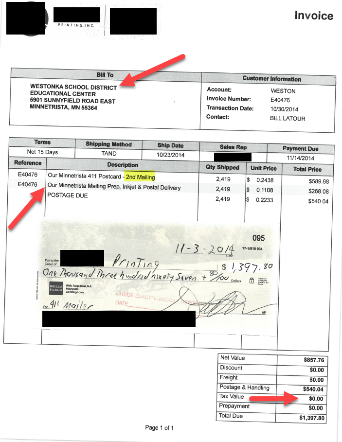 redacted Tandem invoice
