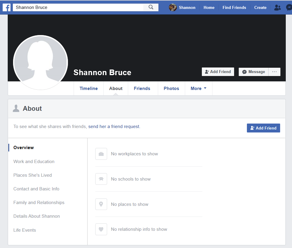 fake shannon bruce fb accounts