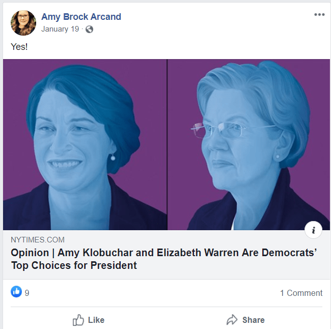 Amy Arcand Klobuchar Warren